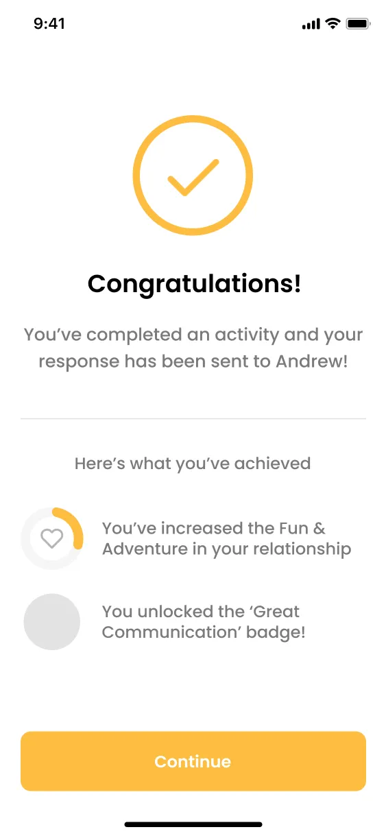 Congratulations, activity completed